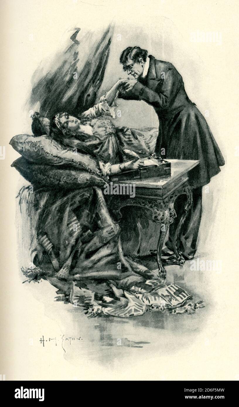 La didascalia del 1906 per questa illustrazione delle Barchester Towers di Anthony Trollope dice: Era una vista da vedere, un'azione da registrare - Slope e Signoria. Anthony Trollope (1815 – 1882) è stato un . Barchester Towers, pubblicato nel 1857 da Trollope, è il secondo romanzo della sua serie noto come "le Cronache di Barsetshire". Tra le altre cose satirizza l'antipatia nella Chiesa d'Inghilterra tra l'alta Chiesa e gli aderenti evangelici. Trollope iniziò a scrivere questo libro nel 1855. Tra le sue opere più conosciute vi è una serie di romanzi collettivamente conosciuti Foto Stock