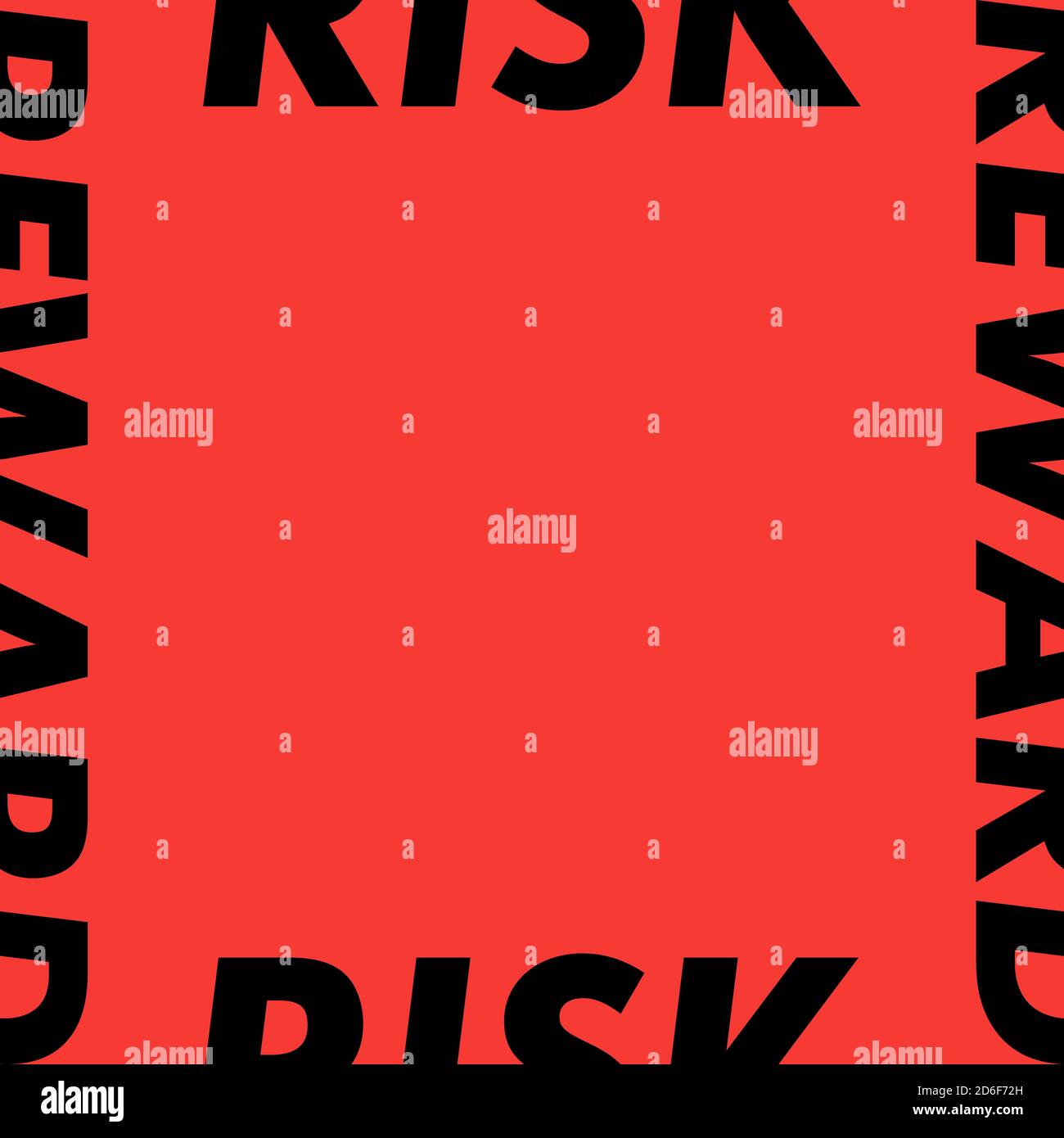 Un testo riassunto di Risk Reward dimezzato su sfondo rosso. Foto Stock