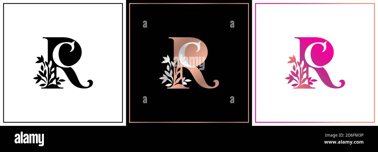 RC monogramma, RC Initial Wedding , RC logo azienda, RC icona business, segno, CR simbolo con variazione tre disegni di minimal, eleganza, colorato Illustrazione Vettoriale