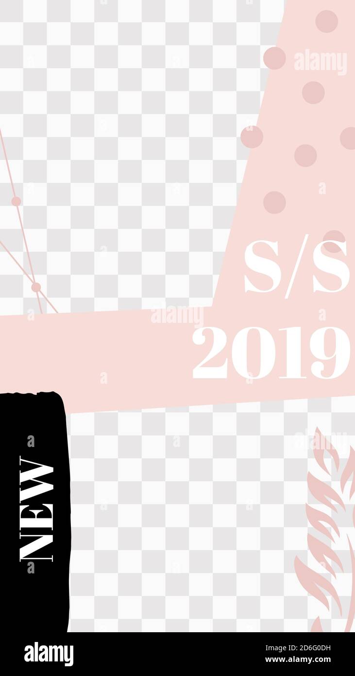 Storia floreale di moda. Carino modello rosa della storia dei social media Illustrazione Vettoriale