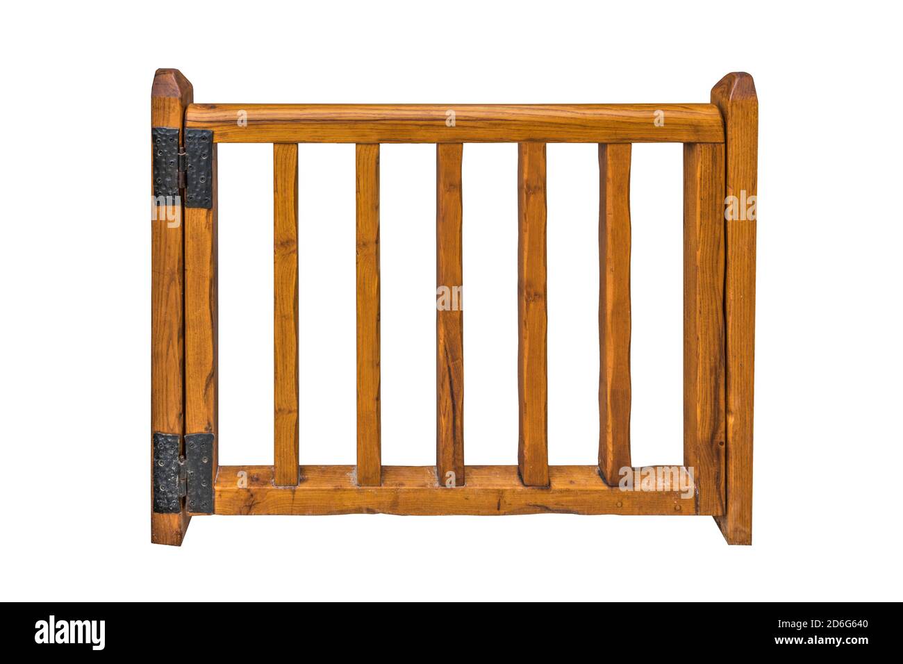 Una porta di legno isolata su bianco Foto Stock