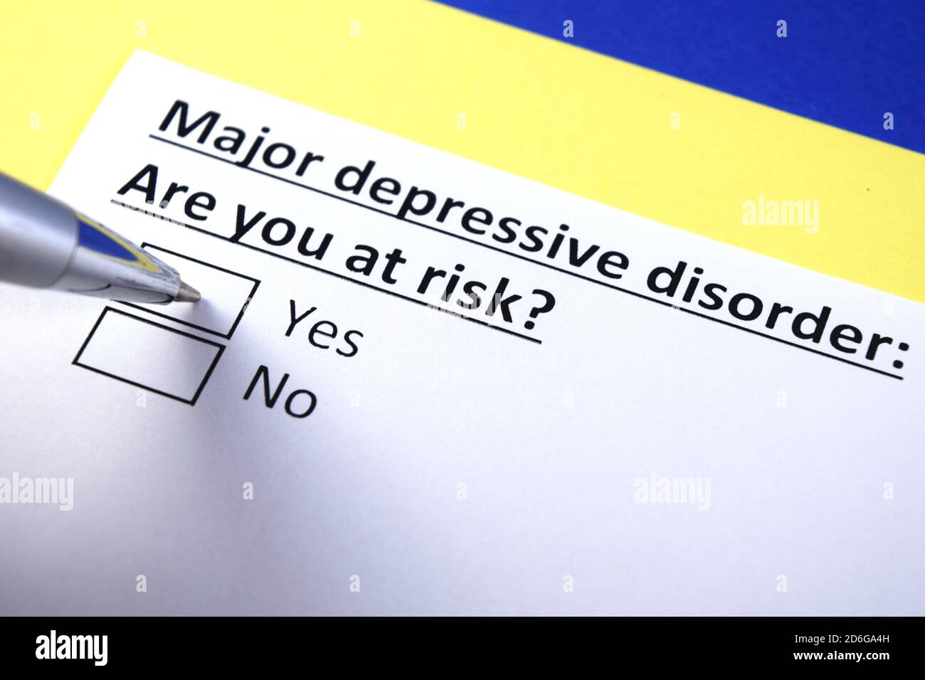 Disturbo depressivo maggiore: Siete a rischio? Sì o no? Foto Stock