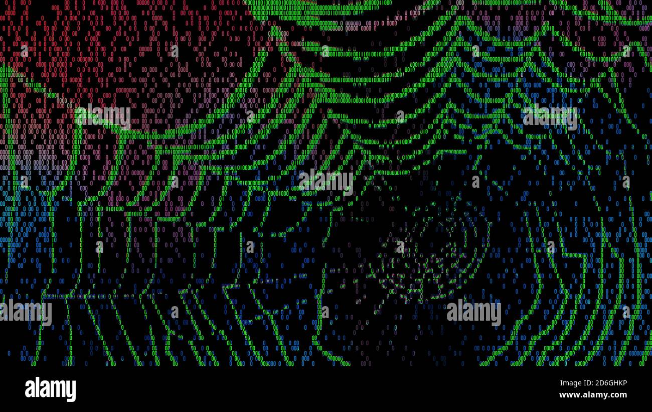 Web ragno digitale verde in codice binario colorato su sfondo nero. Texture artistica scura con trappola cobweb in cyber spazio. Minacce astratte su Internet. Foto Stock