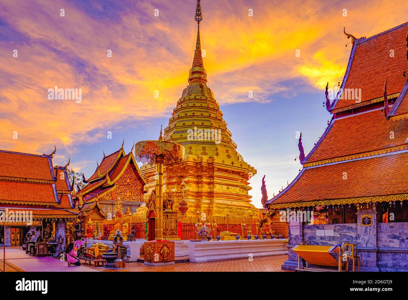 Wat Phra That Doi Suthep, Chiang Mai, Thailandia. Foto Stock