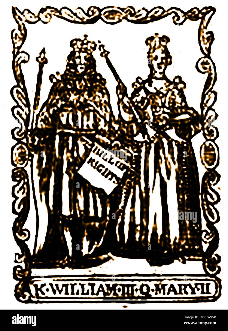 Un'incisione del XVIII secolo (1756) di Re Guglielmo e Regina Maria Foto Stock