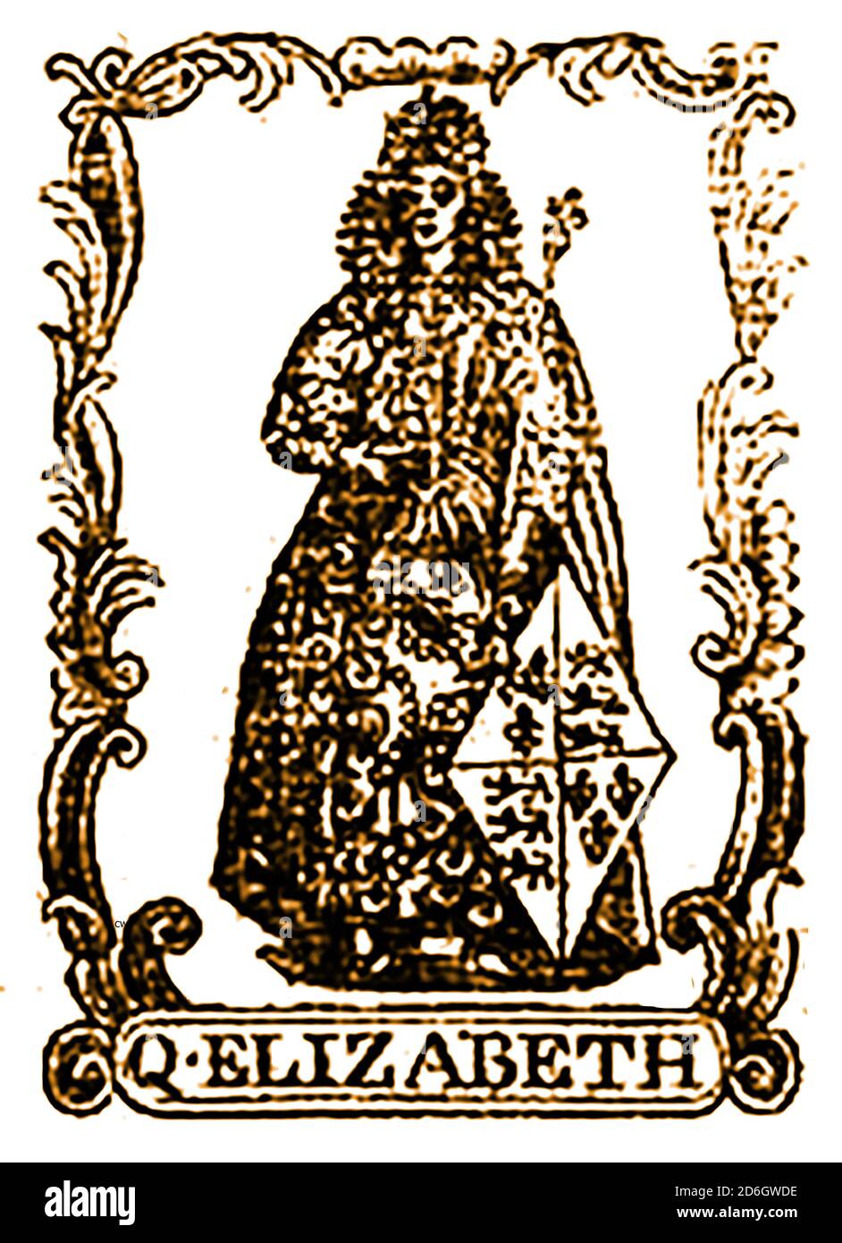 Un'incisione del 18 ° secolo (1756) della regina Elisabetta i di Engla Foto Stock