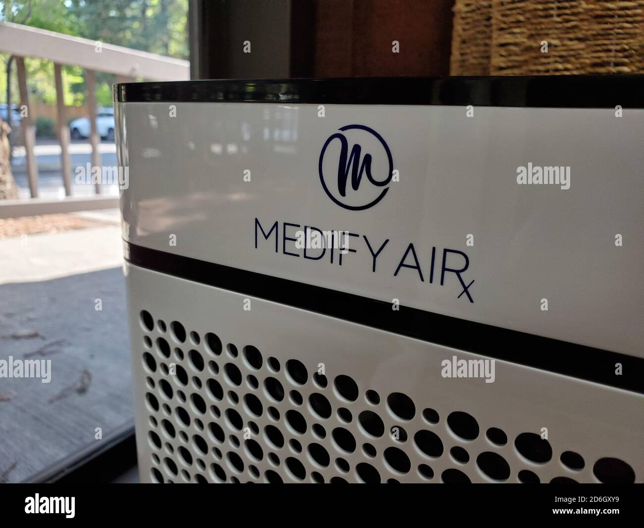 Primo piano del depuratore d'aria clinico Medify Air in uno studio medico a Walnut Creek, California, 26 agosto 2020. () Foto Stock