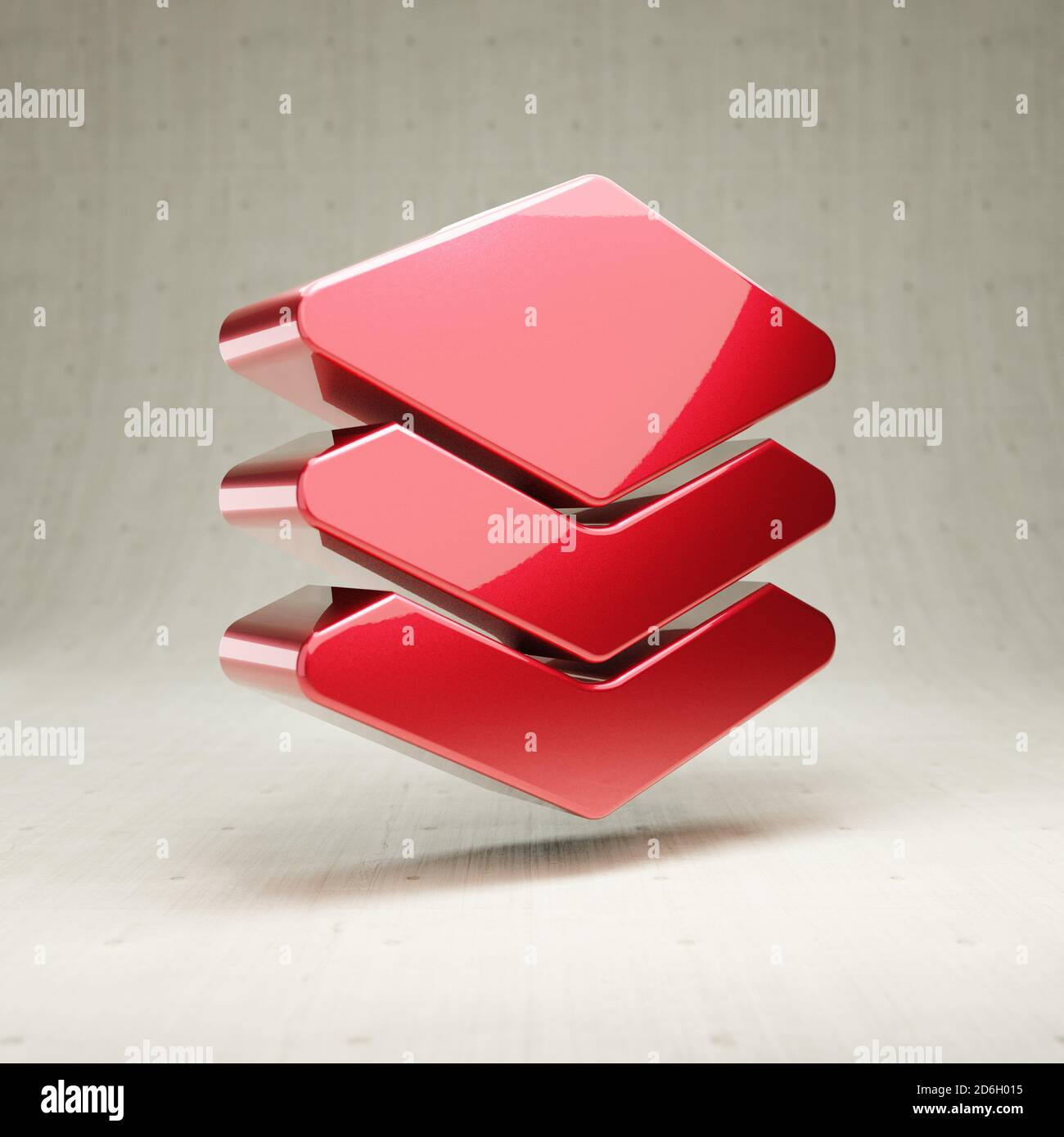 Icona Gruppo livelli. Simbolo del gruppo di strati lucidi in oro isolato su sfondo bianco di cemento. Icona moderna per sito Web, social media, presentazione, elemento modello di design. Rendering 3D. Foto Stock