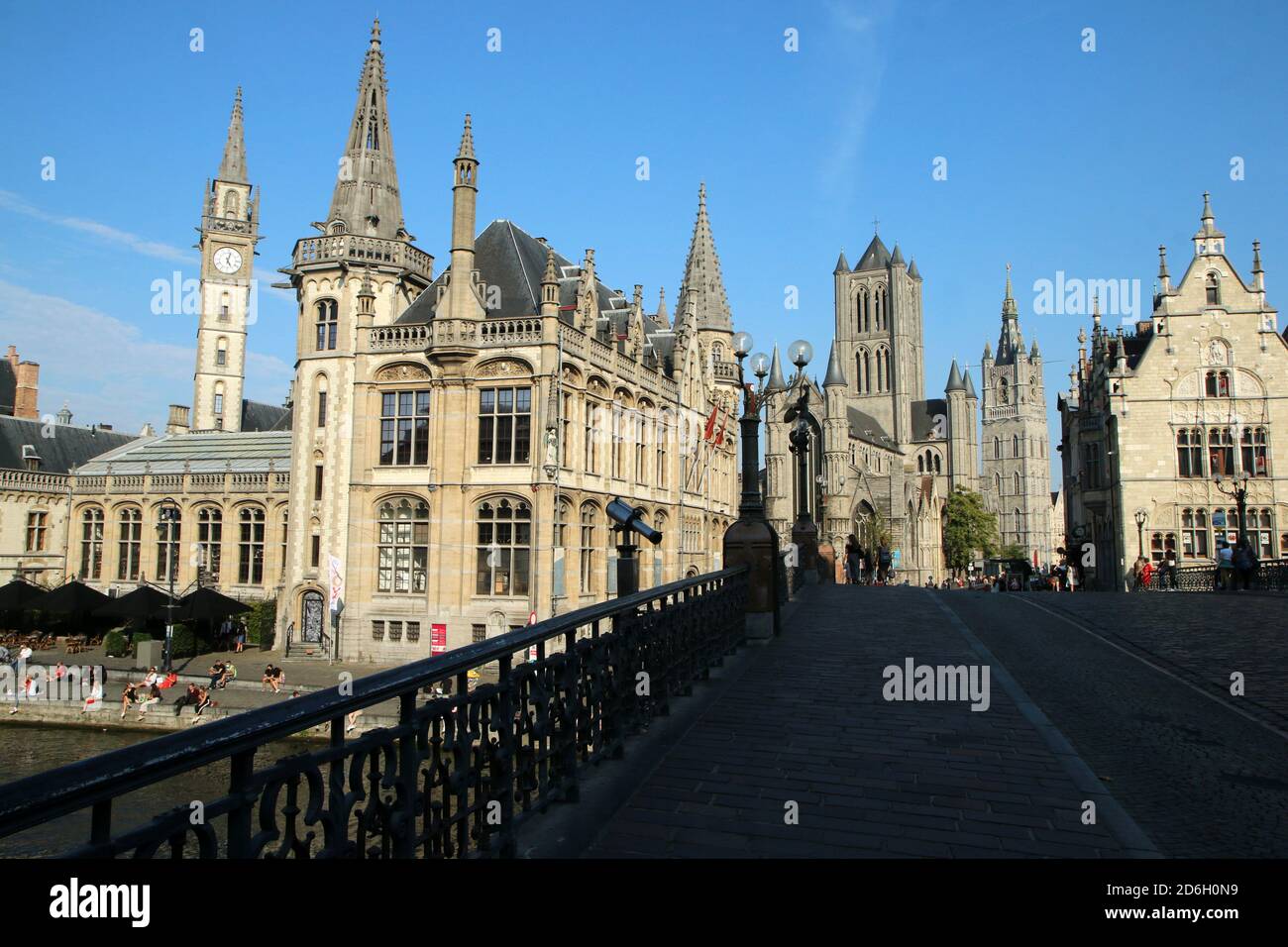 La foto della vecchia città storica di Gand in Belgio. La bella e bella città, vista per i turisti. Foto Stock