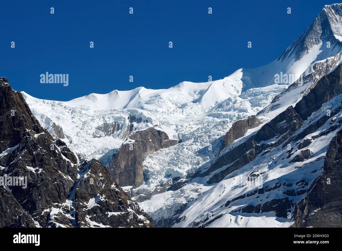 Foto aerea dei ghiacciai sul monte Annapurna a nord di Pokhara, Nepal Foto Stock