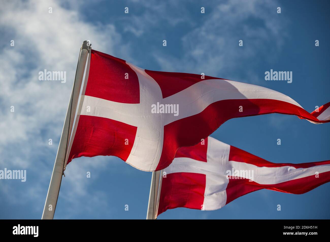 Pennant danese in cielo blu Foto Stock