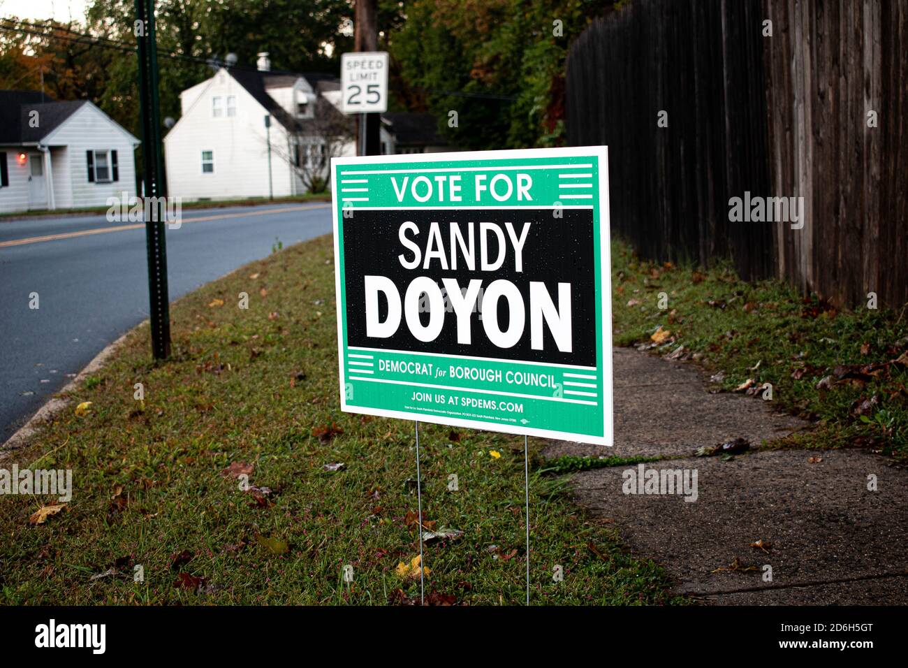 Sandy Doyon per Borough Consiglio elezione segno Foto Stock
