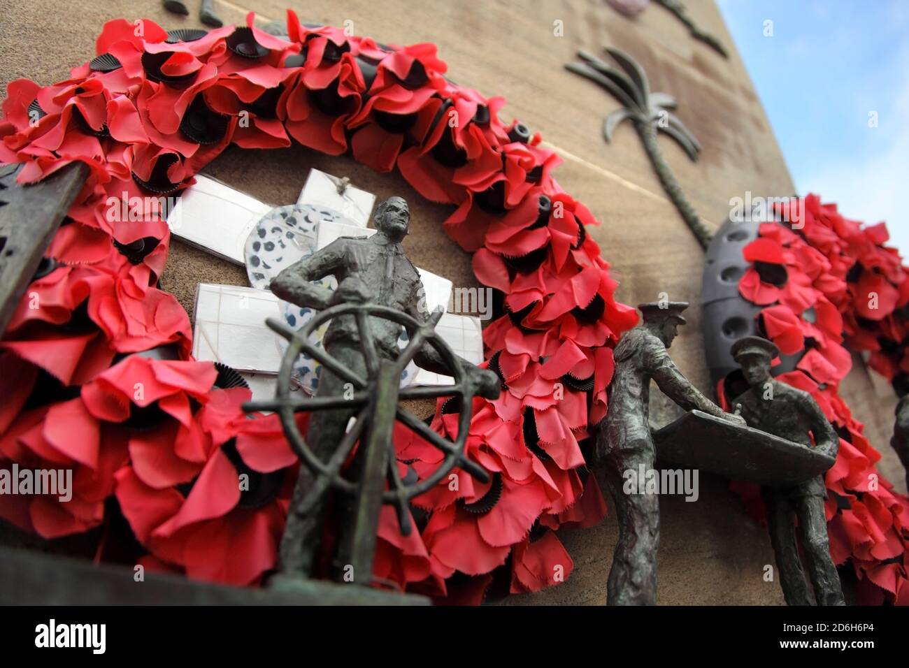 Dettaglio del memoriale della marina mercantile scozzese, Leith, Scozia, Foto Stock