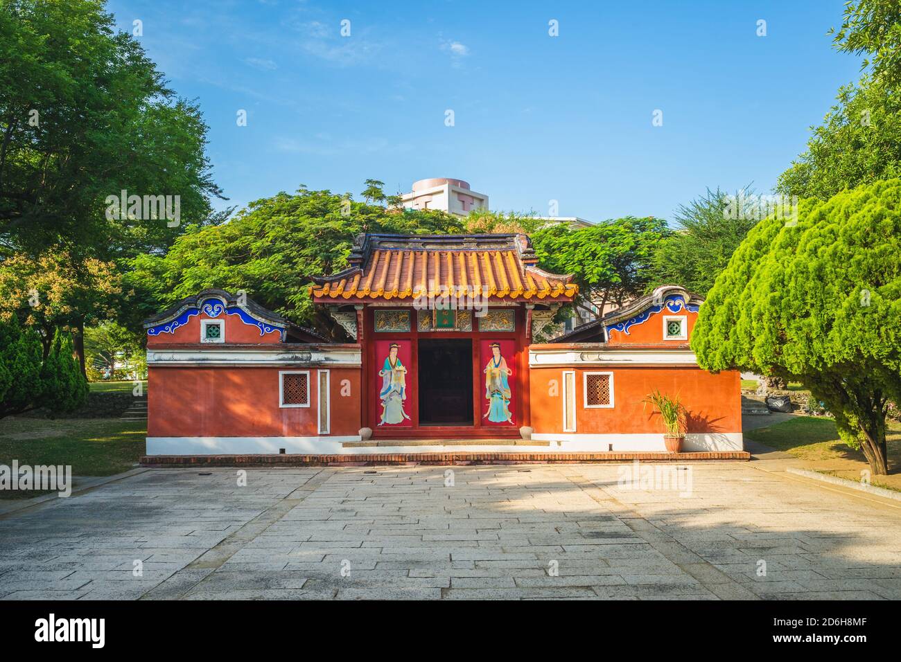 Tempio di cinque concubine a Tainan, Taiwan. La traduzione del testo cinese è un tempio di cinque concubine Foto Stock