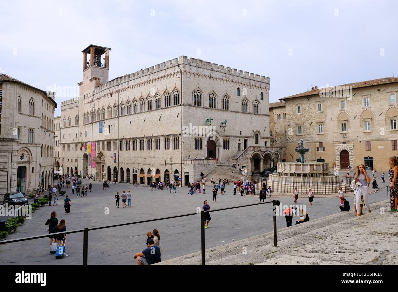 Perugia - Agosto 2019: Piazza IV Novembre, piazza nel centro della città Foto Stock