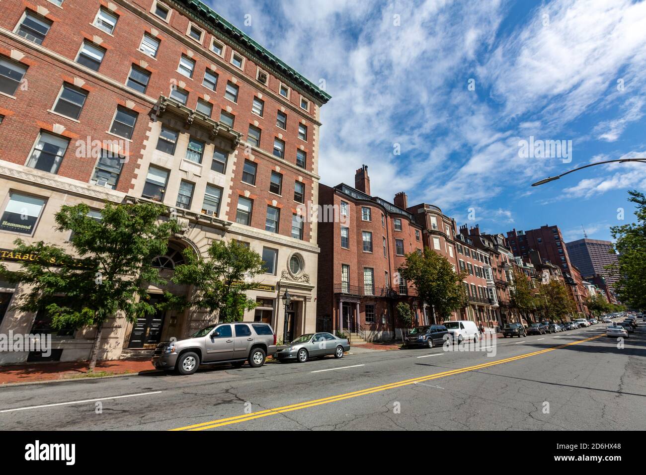 Beacon street, Beacon Hill, Boston, Massachusetts, Stati Uniti Foto Stock