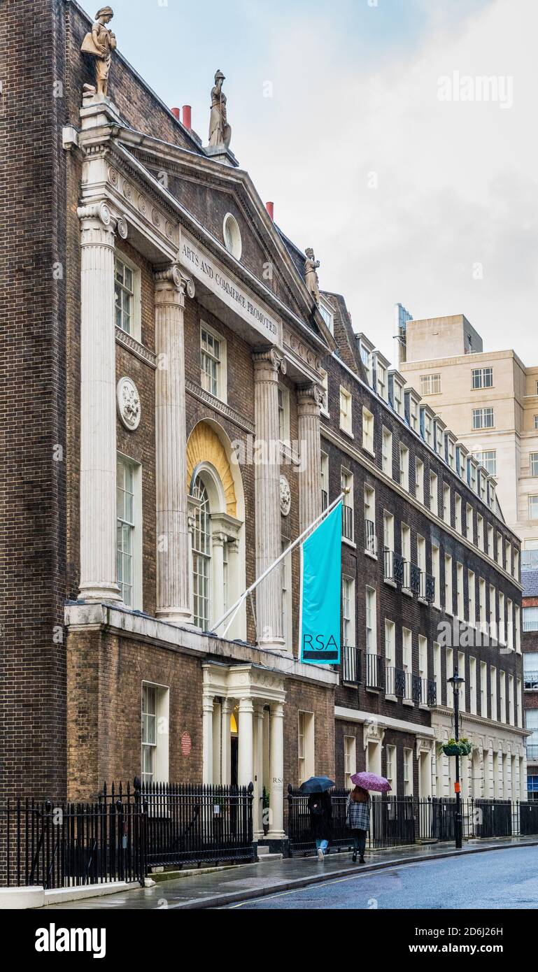 La Royal Society of Arts edificio RSA su John Adam Street vicino al trefolo nel centro di Londra. Architetti James e Robert Adam. 1774. Foto Stock