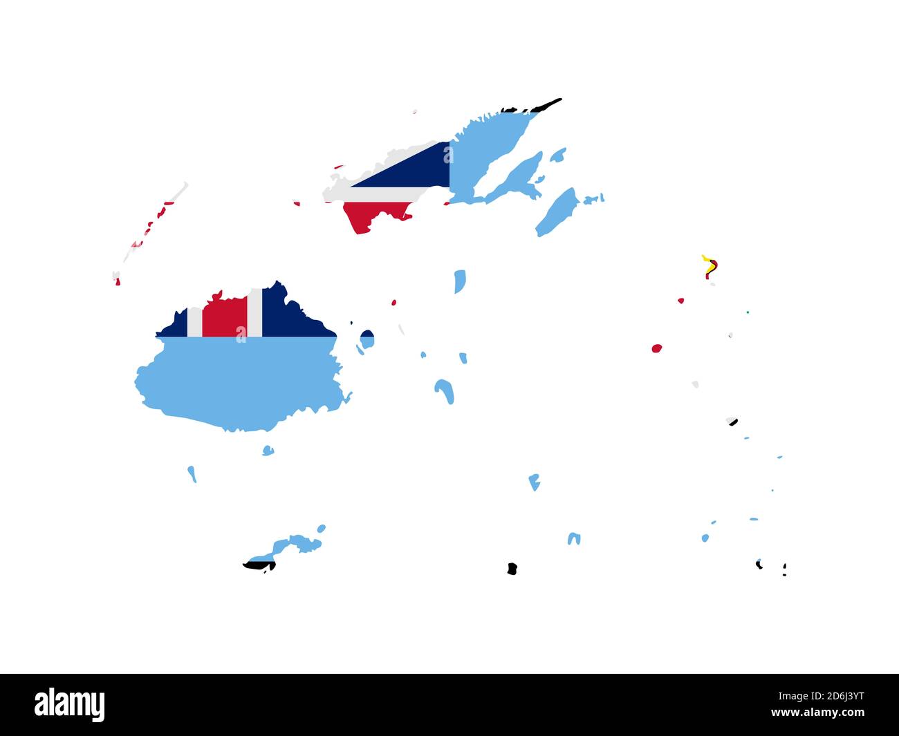 Bandiera sotto forma di paese geografico, Figi, Melanesia, Oceania Foto Stock