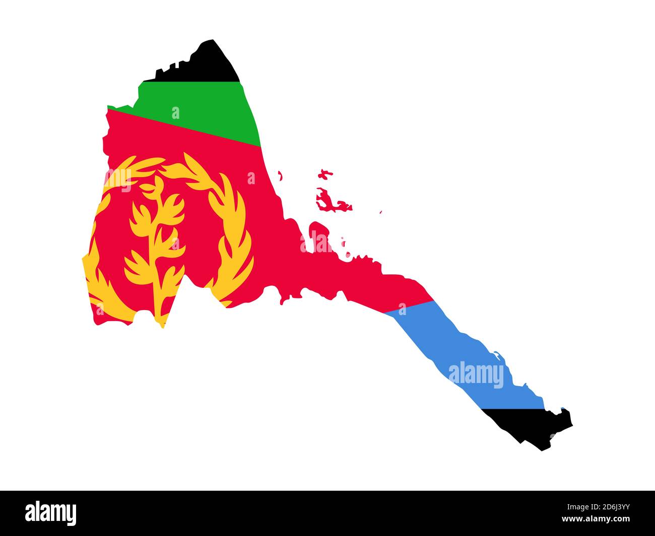 Bandiera sotto forma di paese geografico, Eritrea, Africa sub-sahariana, Africa orientale, Africa Foto Stock