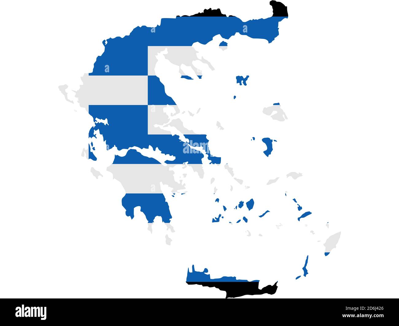 Bandiera in forma di paese geografico, Grecia, Europa meridionale Foto Stock