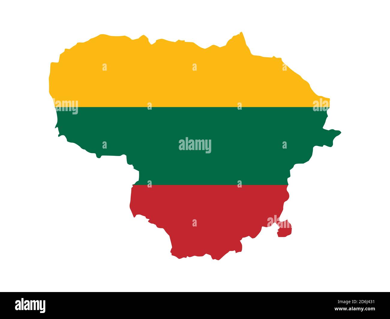 Bandiera in forma di paese geografico, Lituania, Europa settentrionale Foto Stock