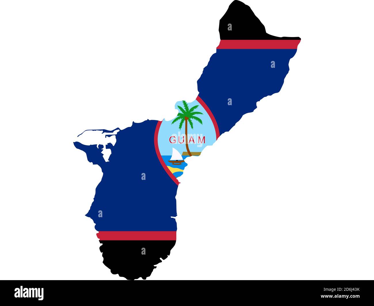 Bandiera in forma di paese geografico, Guam, Micronesia, Oceania Foto Stock