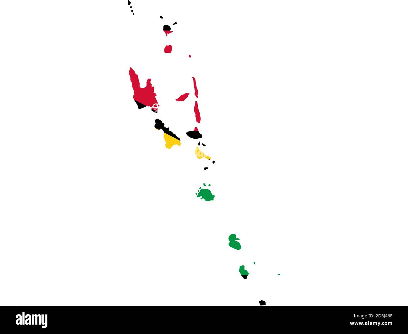 Bandiera sotto forma di paese geografico, Vanuatu, Melanesia, Oceania Foto Stock