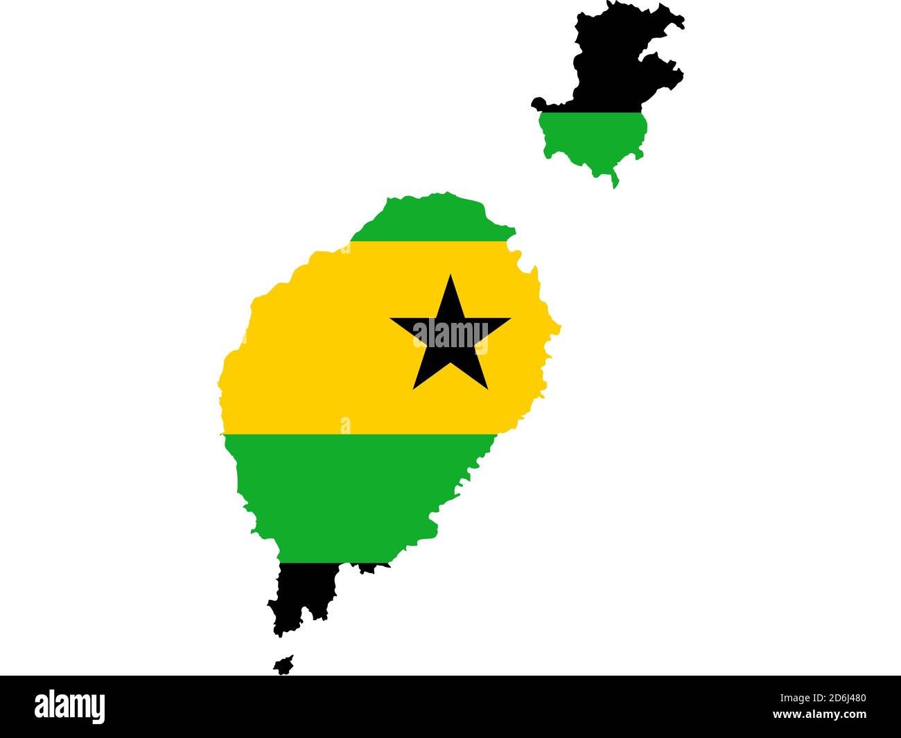 Bandiera sotto forma di paese geografico, Sao Tomé e Principe, Africa sub-sahariana, Medio Africa, Africa Foto Stock