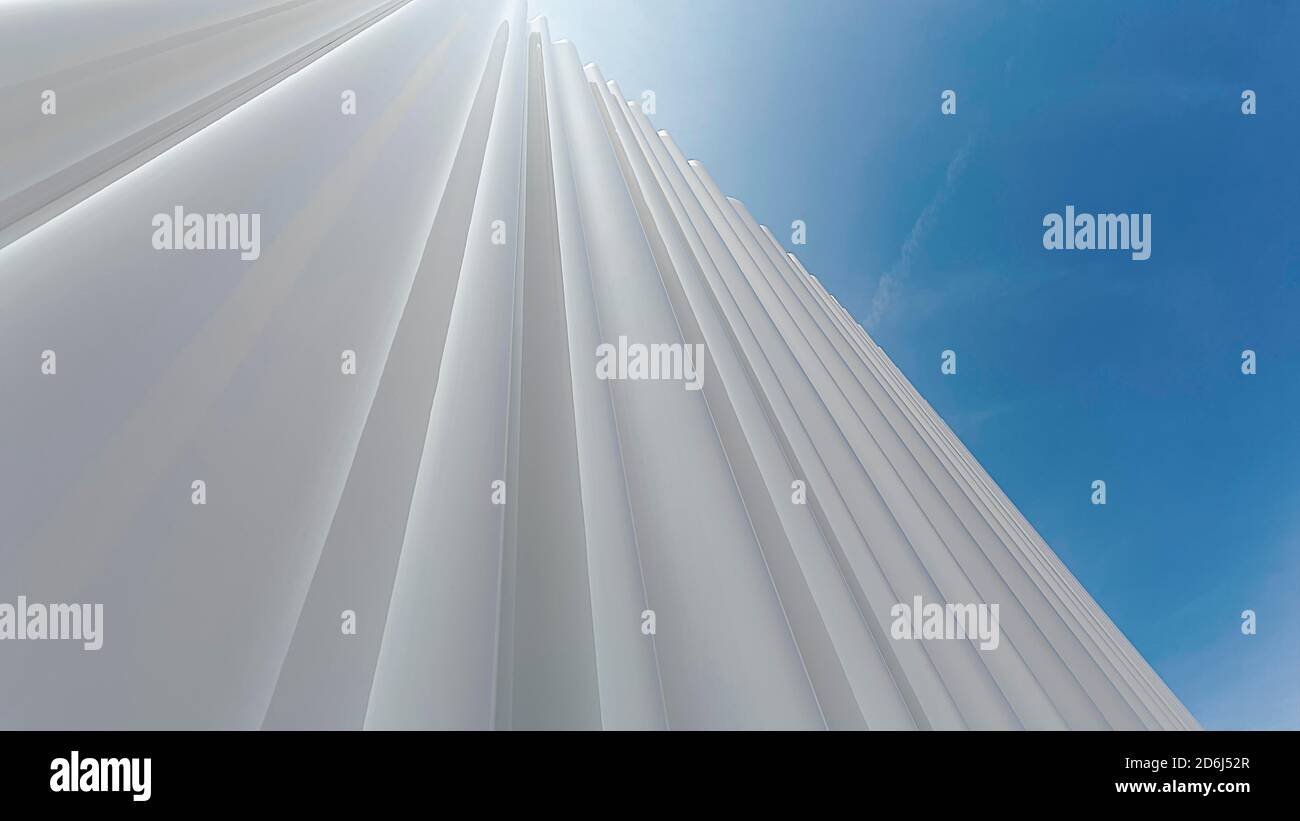 Moderna facciata bianca in vetro acrilico ondulato, retroilluminazione, Architetti Kazuyo Sejima e Ryue Nishizawa, Vitra Campus, Vitra Design Museum, Weil Foto Stock