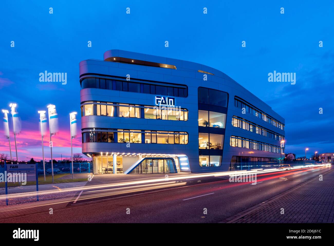 Sede centrale della FAM, Magdeburger Foerderanlagen und Baumaschinen GmbH, Magdeburgo, Sassonia-Anhalt, Germania Foto Stock