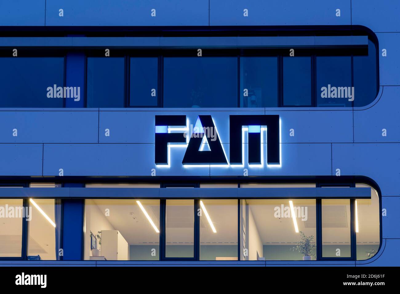 Logo del gruppo FAM, Magdeburger Foerderanlagen und Baumaschinen GmbH, Magdeburg, Sassonia-Anhalt, Germania Foto Stock