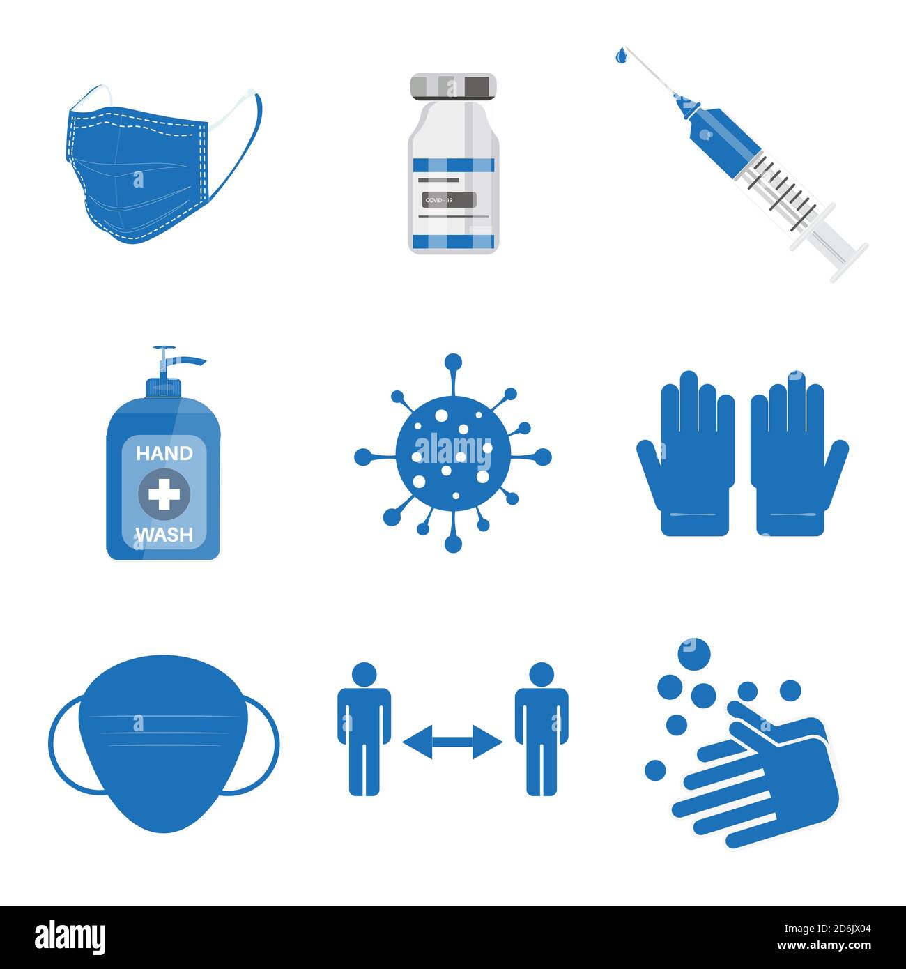 Insieme di icone Covid - raccolta di icone vettoriali /EPS semplice web raffigurante igiene, disinfezione, sintomi, trattamento, virus, prevenzione e vaccini Modifica Illustrazione Vettoriale