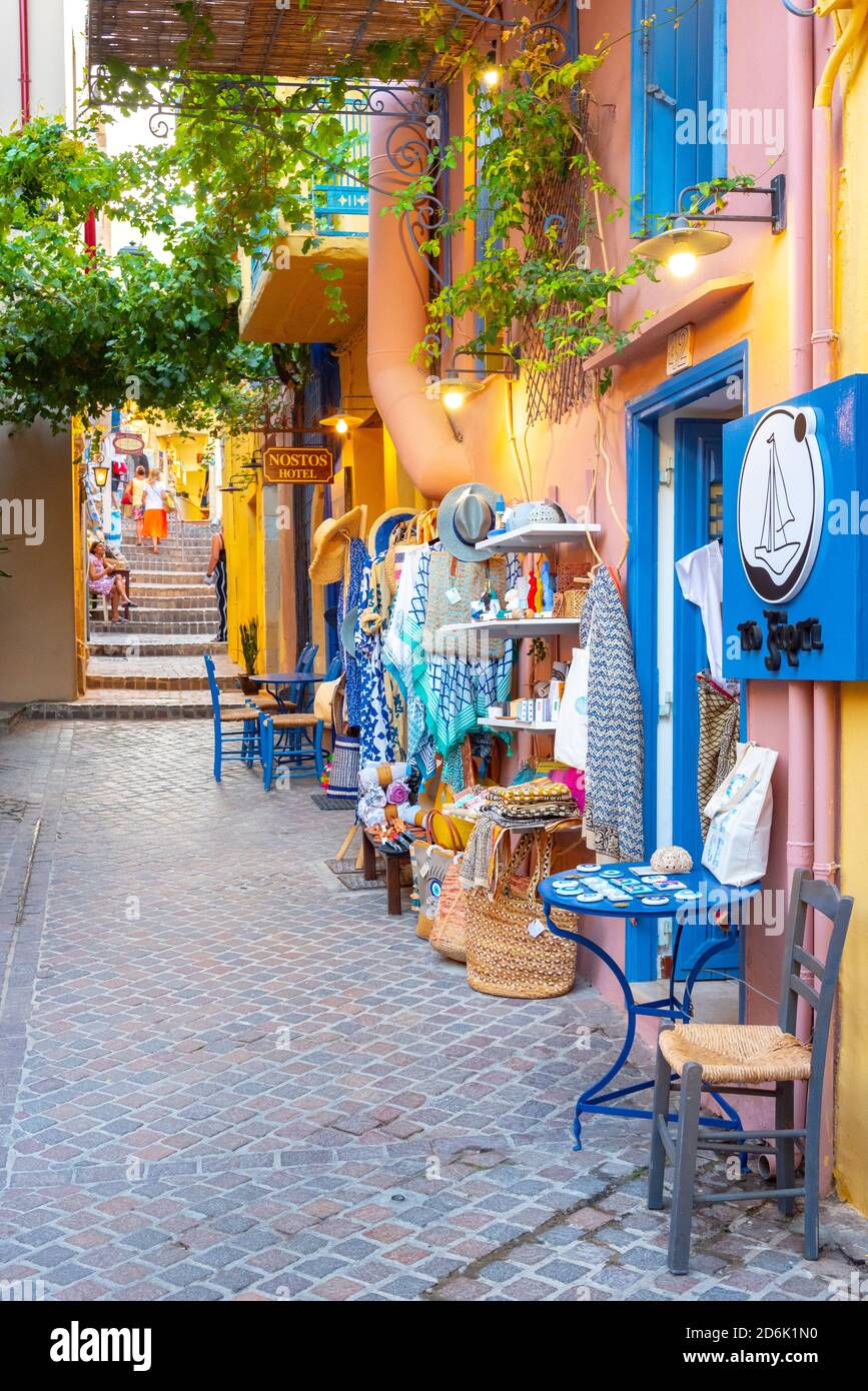 Strade nel centro storico di la Canea, Creta, Grecia. Foto Stock