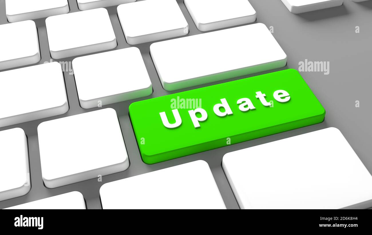 Pulsante Aggiorna tastiera - informazioni su Internet Online Upgrade - 3d illustrazione Foto Stock