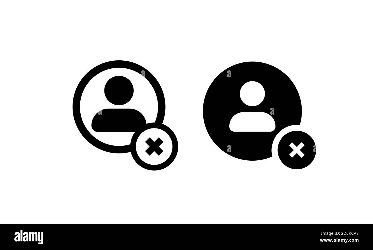 Icona utente impostata in nero. Avatar con cross and round per contabilità, profilo, amministratore, social media, app mobili. Vettore su bianco isolato Illustrazione Vettoriale