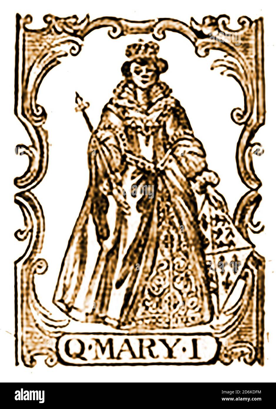 Un'incisione del 18 ° secolo (1756) della regina Maria aka Bloody Maria d'Inghilterra Foto Stock
