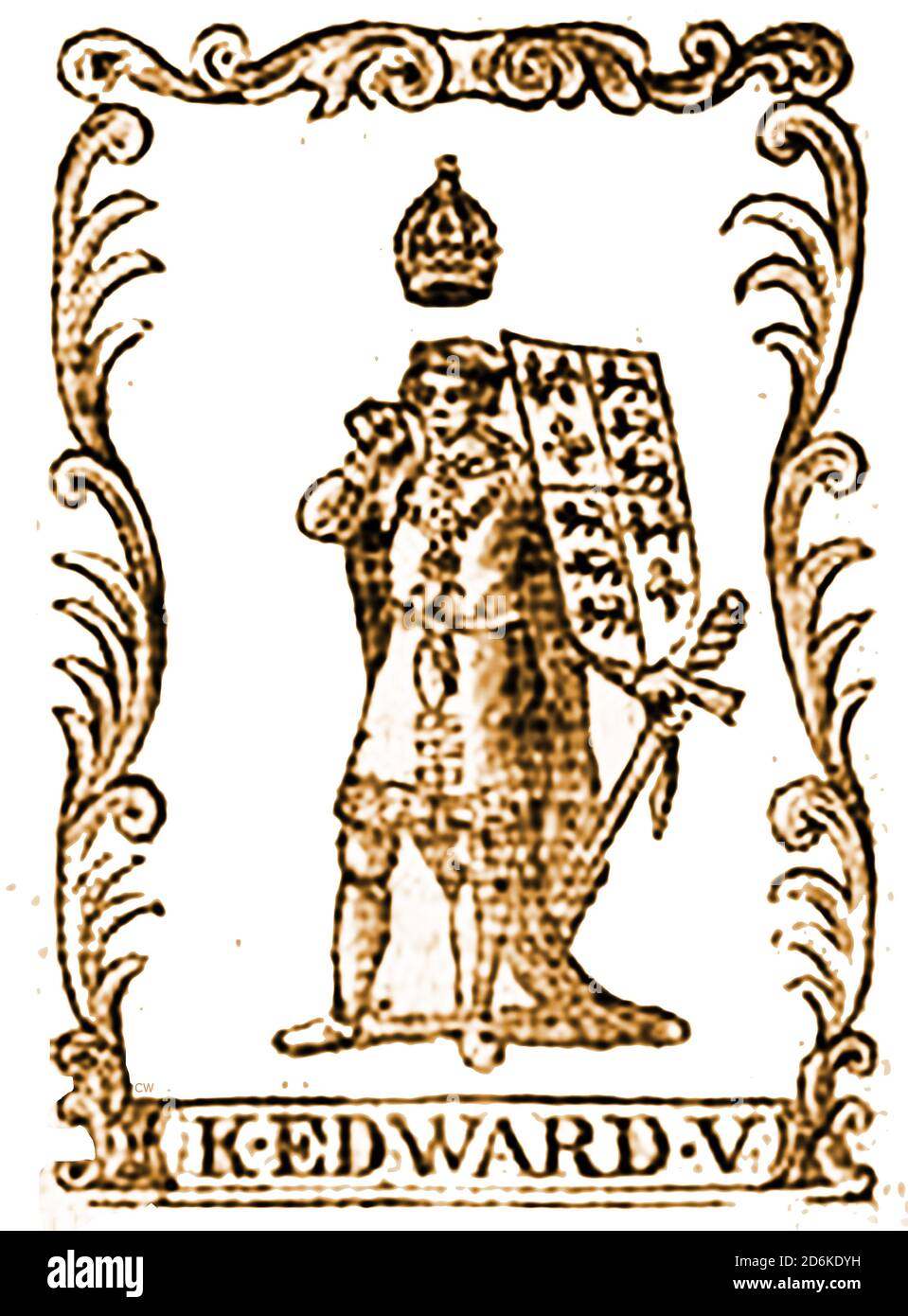 Un'incisione del 18 ° secolo (1756) di Re Edoardo V di Inghilterra Foto Stock