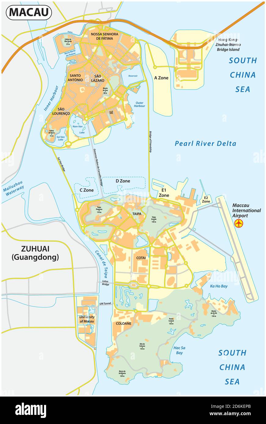 Mappa vettoriale della Repubblica popolare cinese di Macao Special Regione amministrativa Illustrazione Vettoriale