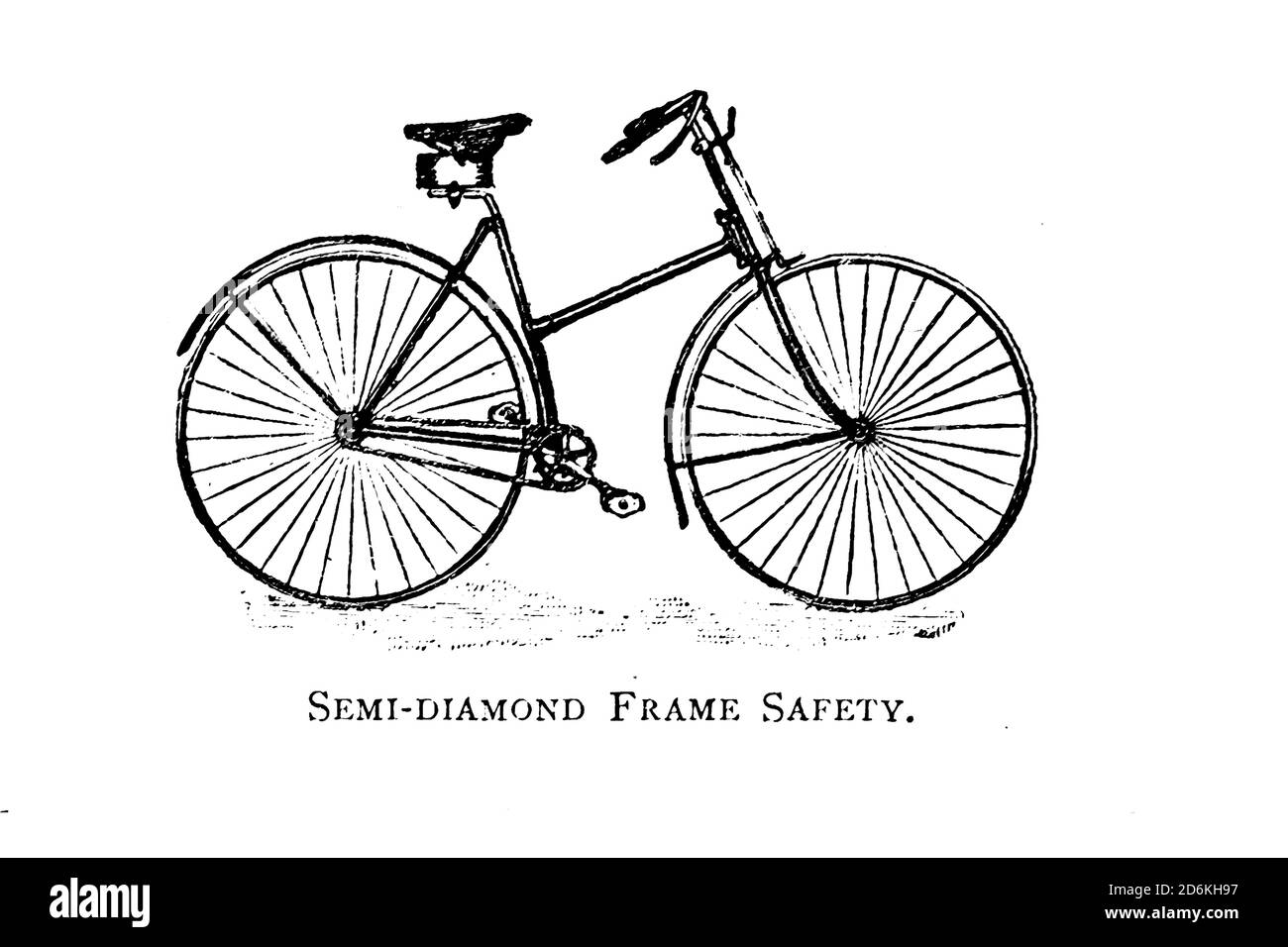 Telaio semi-Diamond Safety from Wheels and Wheeling; un manuale indispensabile per i ciclisti, con oltre duecento illustrazioni di Porter, Luther Henry. Pubblicato a Boston nel 1892 Foto Stock