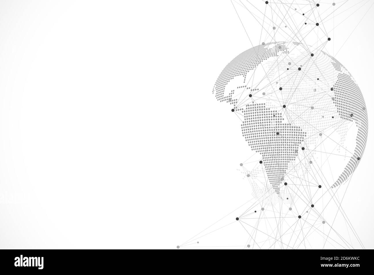 Connessioni di rete globali con punti e linee. Sfondo a reticolo. Struttura di connessione astratta. Sfondo dello spazio poligonale, illustrazione Foto Stock