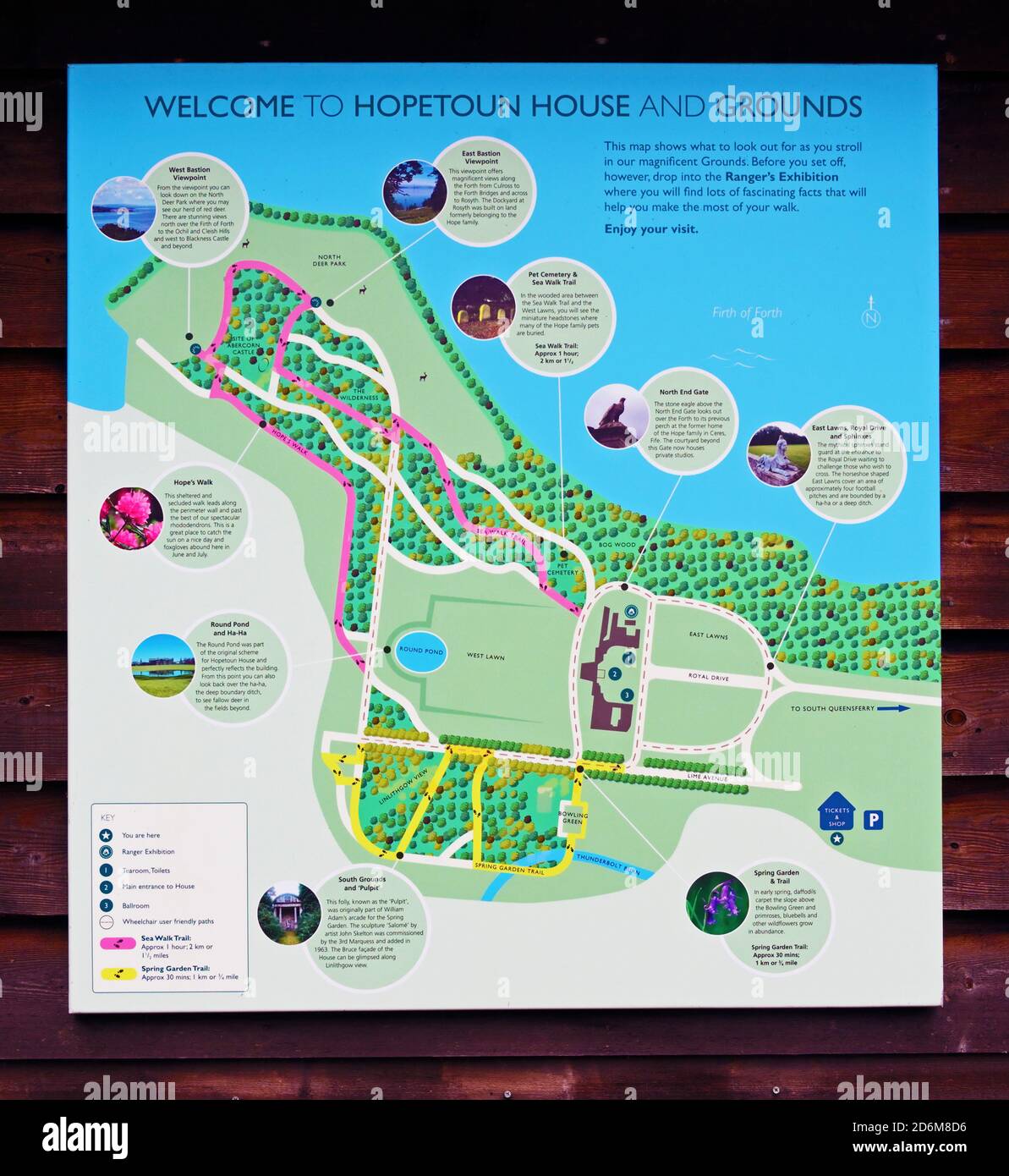 Mappa. Hopetoun House and Grounds, South Queensferry, Scozia, Regno Unito, Europa. Foto Stock