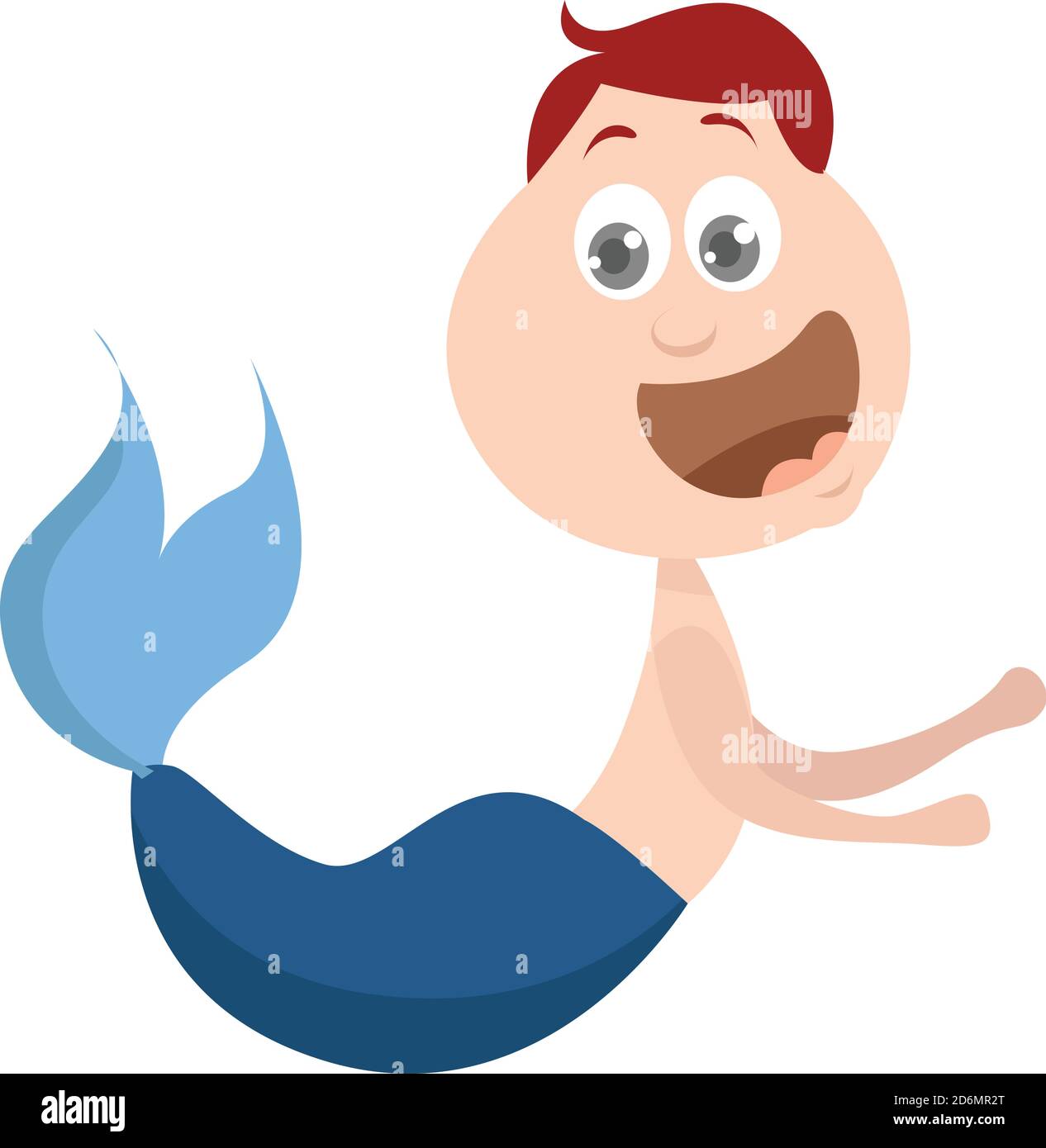 Merman con coda blu, illustrazione, vettore su sfondo bianco Illustrazione Vettoriale