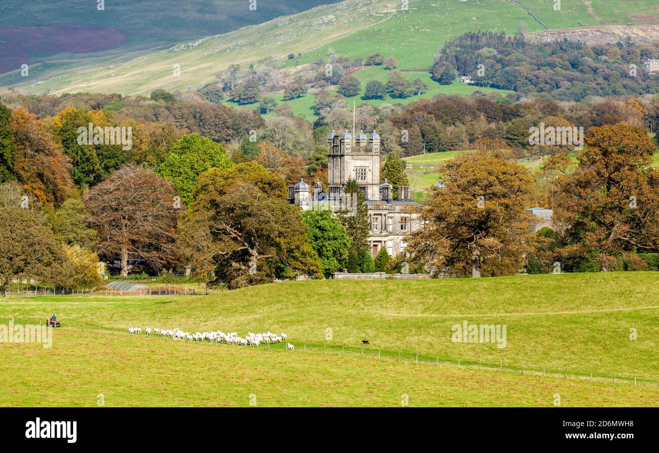 Allevatore di pecore di fronte alla scuola Underley Garden Kirkby Lonsdale Cumbria Inghilterra Regno Unito Foto Stock Allevatore di pecore di fronte alla scuola Underley Garden Kirkby Lonsdale Cumbria Inghilterra Regno Unito Foto Stock