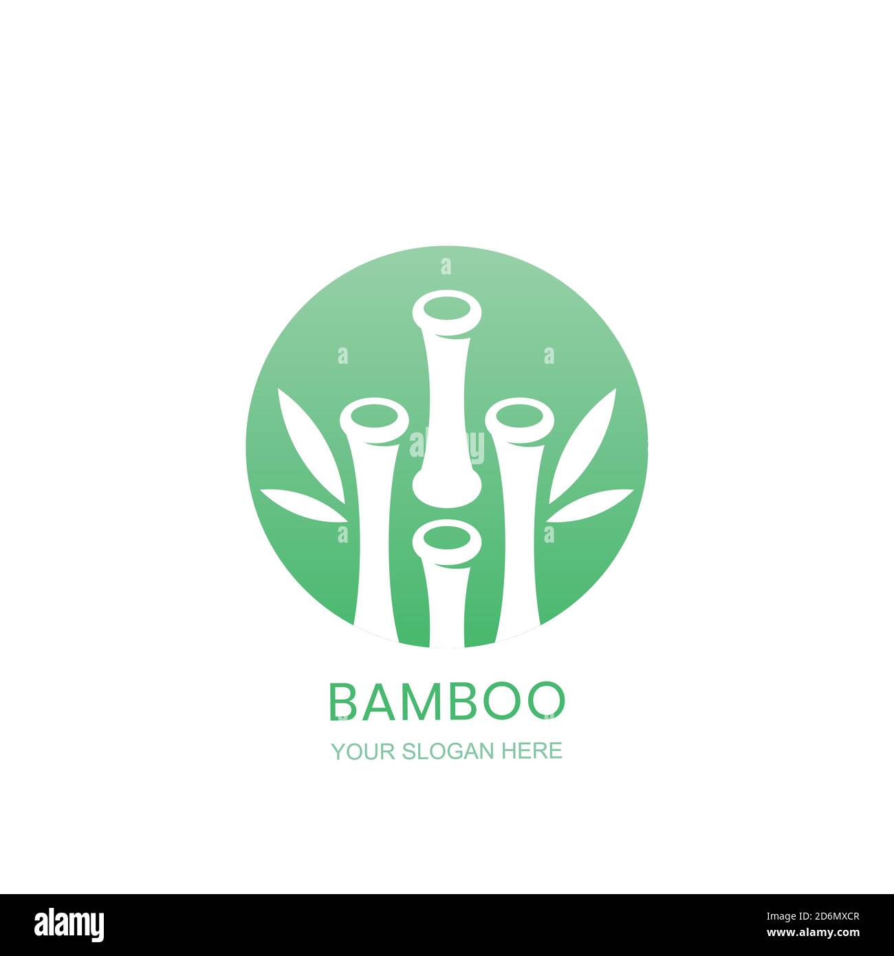 Concetto di logo di bambù. Disegno dell'icona del cerchio vettoriale. Simbolo della pianta verde. Illustrazione Vettoriale