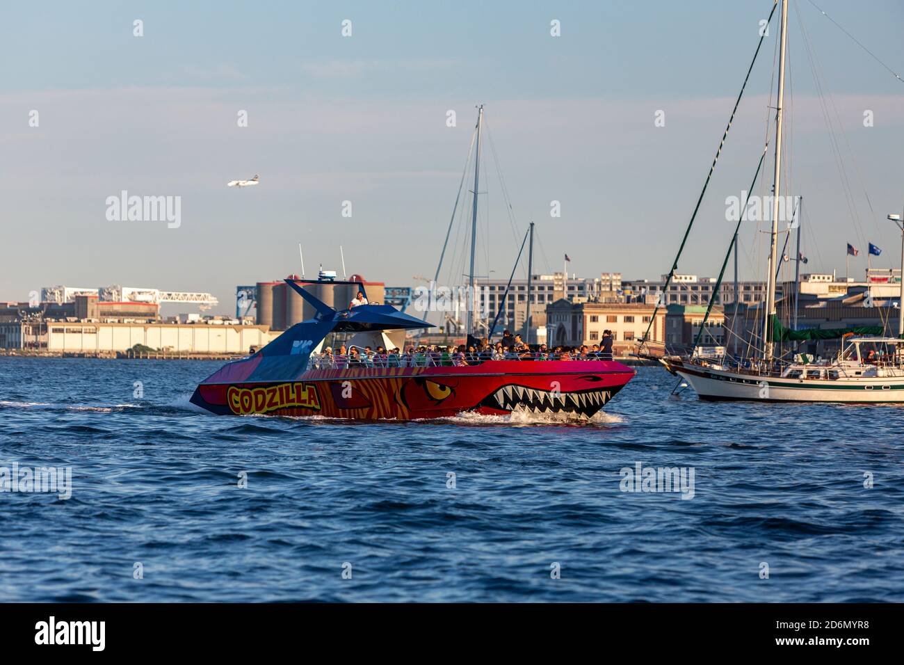 Tour in motoscafo di Codzilla Boston da Long Wharf, Boston, Massachusetts, USA Foto Stock