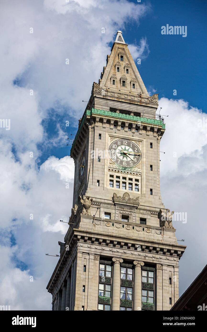 Custom House Tower, McKinley Square, quartiere finanziario, Boston, Massachusetts, Stati Uniti Foto Stock