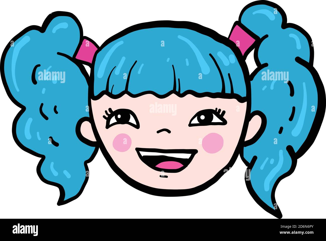 Ragazza con capelli blu, illustrazione, vettore su sfondo bianco Illustrazione Vettoriale