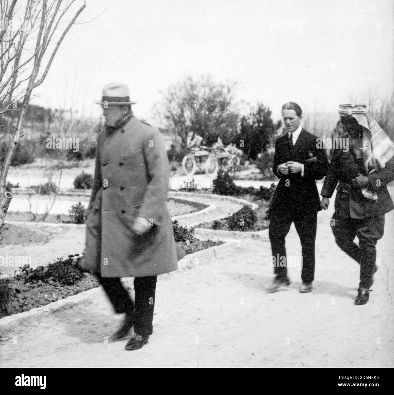 Winston Churchill, T.E. Lawrence e l'Emiro Abdullah a Gerusalemme Foto Stock