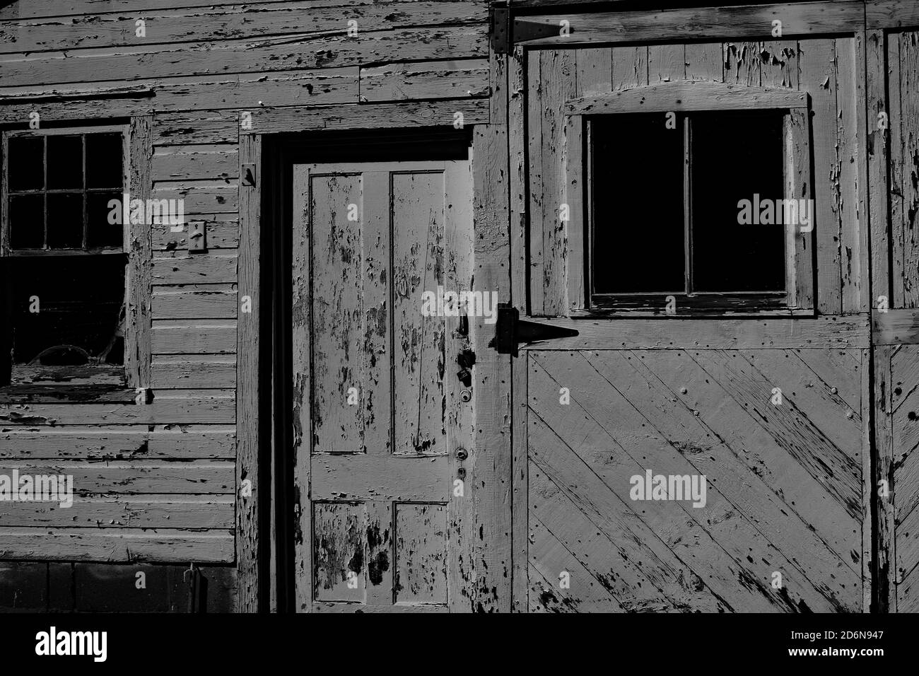 Old Shed in bianco e nero Foto Stock