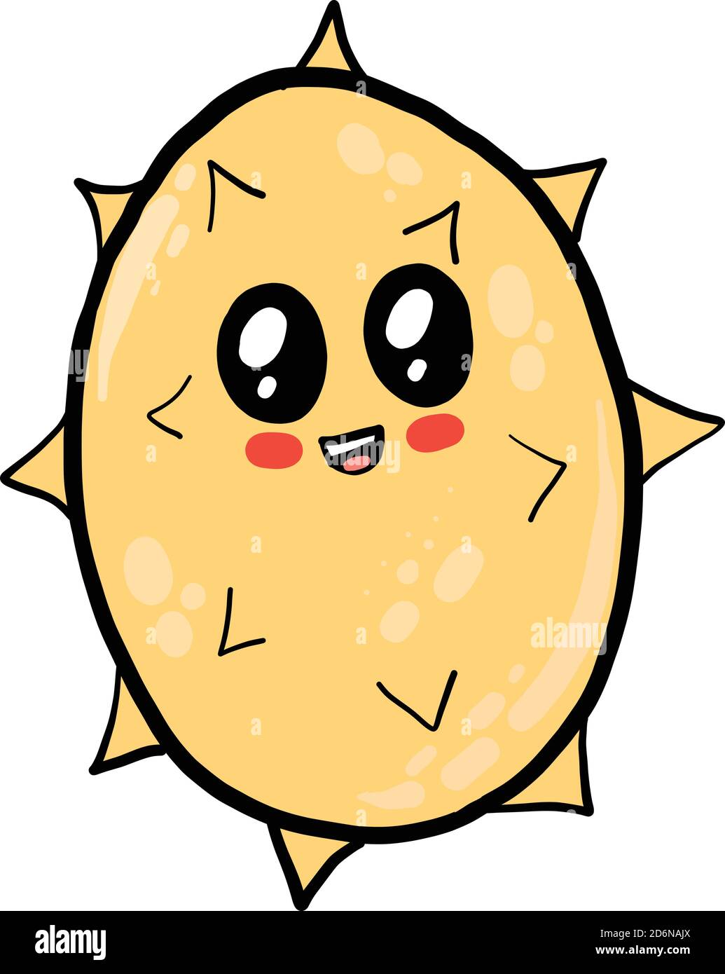 Kiwano con occhi grandi, illustrazione, vettore su sfondo bianco Illustrazione Vettoriale